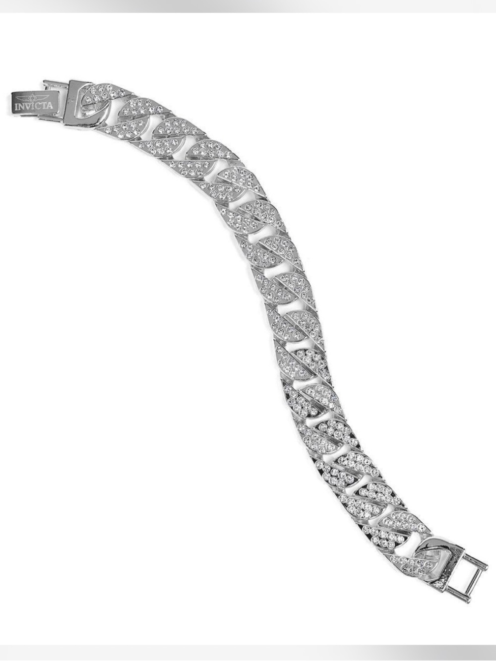 NEW✨ Invicta Elements Men’s Iced Out Cuban Chain Bracelet Silver - 80859